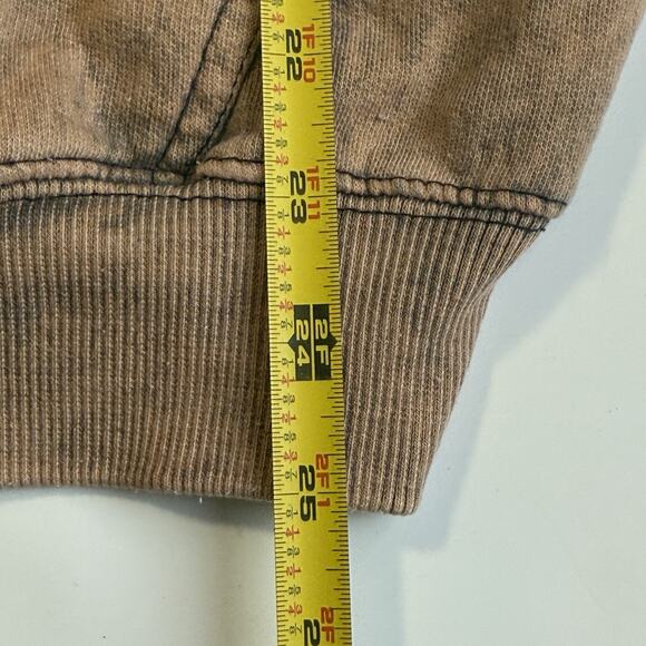 Biker Wear USA Mens Acid Wash Hoodie Size XL Tan Motorcycle Layering Outdoors - Picture 5 of 5